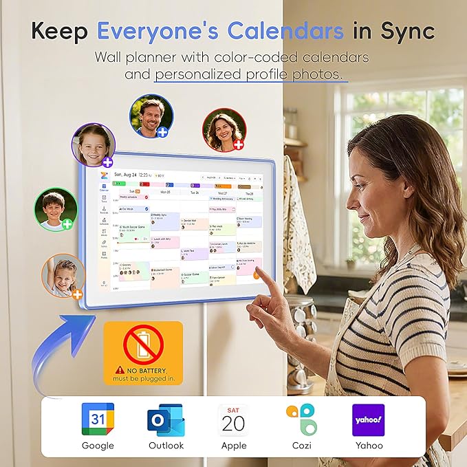 Westsee 15.6" Digital Wall Calendar Frame – Interactive Touchscreen Eletronic Calendars, Smart Family Planner for Schedule, Photo Display, Meals, Chore Chart & Tasks, Wall & Desk Mountable (Ultramarine)