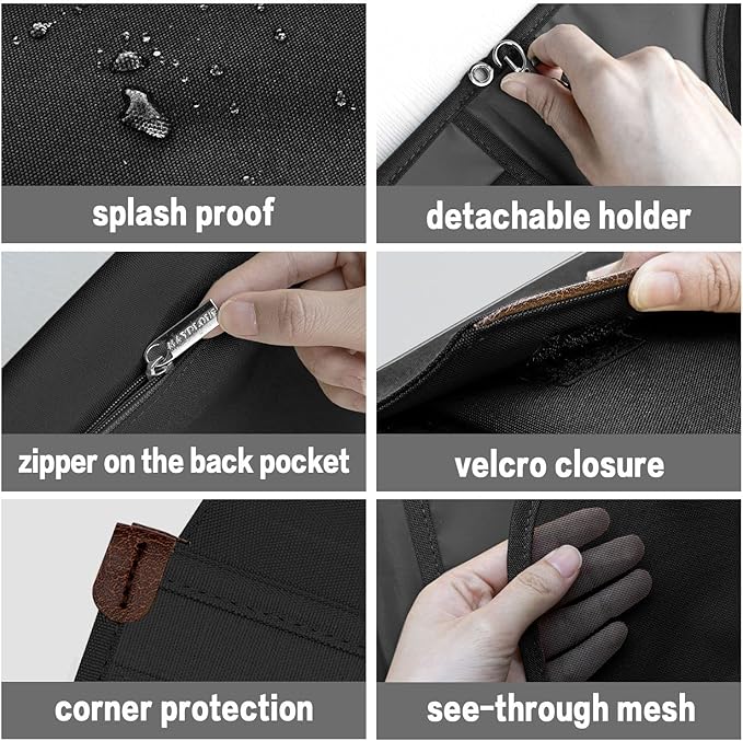 A5 Conference Folder Business Organiser Bag Notepad Carrying Case Document Case A5 Portfolio Organiser Portfolio Binder with Zip (Jet Black)