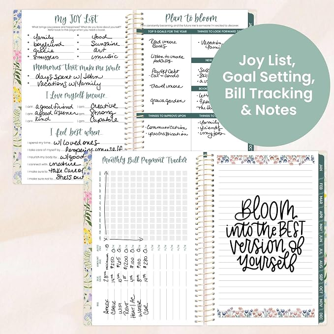 bloom daily planners 2026 Pocket Planner - 4” x 6” - (January 2026 - December 2026) - MINI Weekly/Monthly Agenda Organizer & Calendar Book - Garden Party, Beige