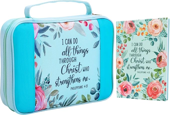 Faithful Hers Bible Covers for Women 2pcs Bible Case Set with Notebook Church Bag Bible Study Book Case with Handle Lightweight Nylon Carrying Bags Christmas Gift