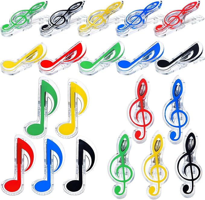 Gersoniel 40 Pack Teacher Gifts Music Note Paper Clip Treble Clef Paper Clips Valentine Funny Music Teacher Gifts Plastic Book Page Sheet Holder for Desk Bookmark Office School Stationery Accessories