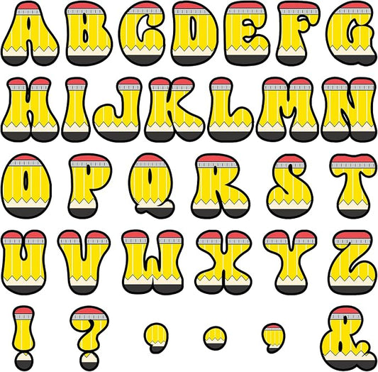150 PCS Large 6" Bulletin Board Letters Set, Pencil Themed Classroom Alphabet Cutout Letter for Bulletin Board Display Home School, A Great Helper to Inspire Students' Learning Interest