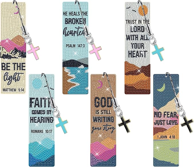 INSYOHO Christian Diamond Art Bookmarks Kit - DIY Diamond Painting Bookmarks with Bible Verses, Religious Bookmark for Adults for Bible Journaling, Prayer & Worship Accessories
