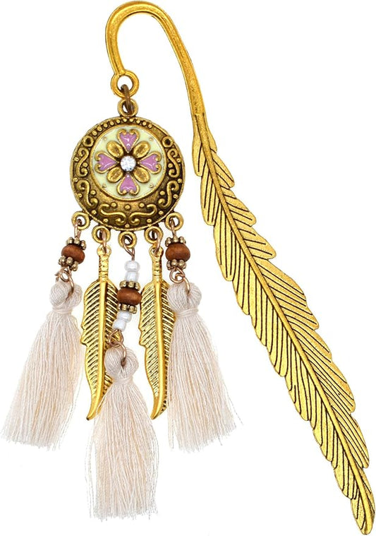 BLBMH Metal Feather Bookmark for Women Cute Bohemian Book Marker Handmade Christian Gifts -FB01