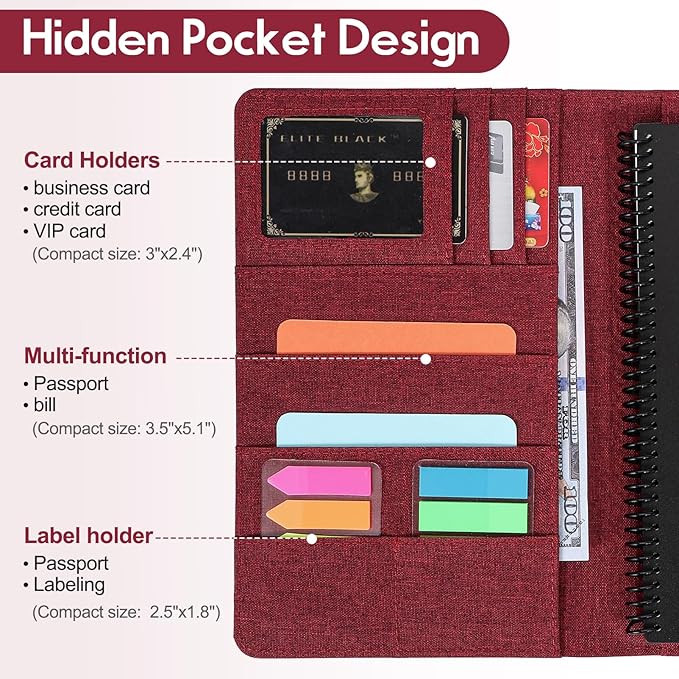 Trifold Planner Cover for Rocketbook Smart Notebook | Executive Size A5 (8.8"x6") Portfolio Organizer with File Pocket | Waterproof Protective Case for Rocketbook & Accessories (Fuchsia)