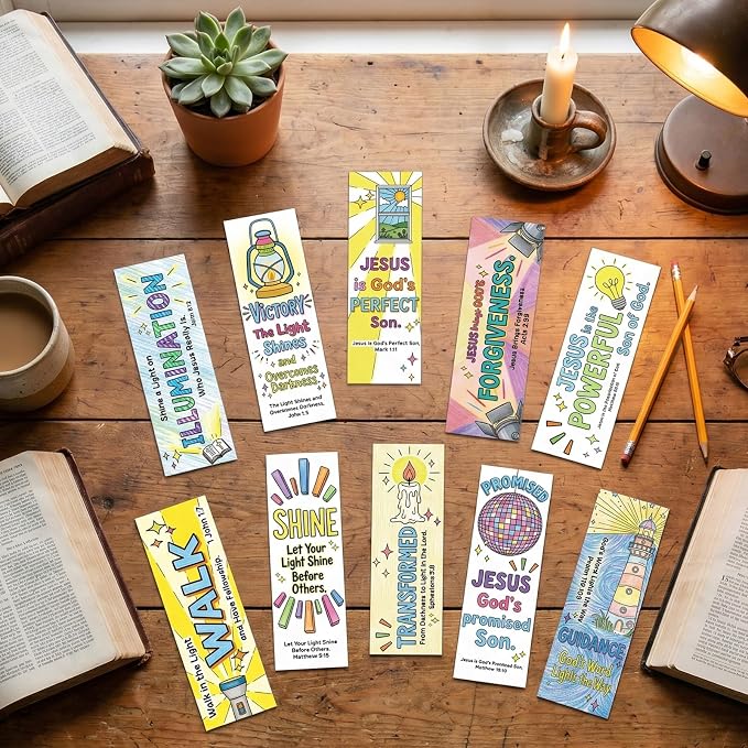 Wxiben Bible Verse Bookmarks Gifts - 100 Pcs Religious Inspirational Bookmarks Colorful Christian Jesus Book Marks Page Marker Clip for Church Sunday School Office Home Bookish Reading Accessories