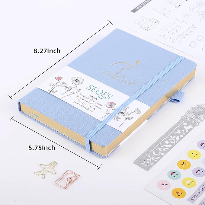 A5 Bullet Dotted Journal Notebook | 160gsm Thick Bleedproof Paper, Lay Flat Binding, 160 Numbered Pages | Hard Cover Dot Grid Notebook/Bullet Journals for Creatives, Professionals