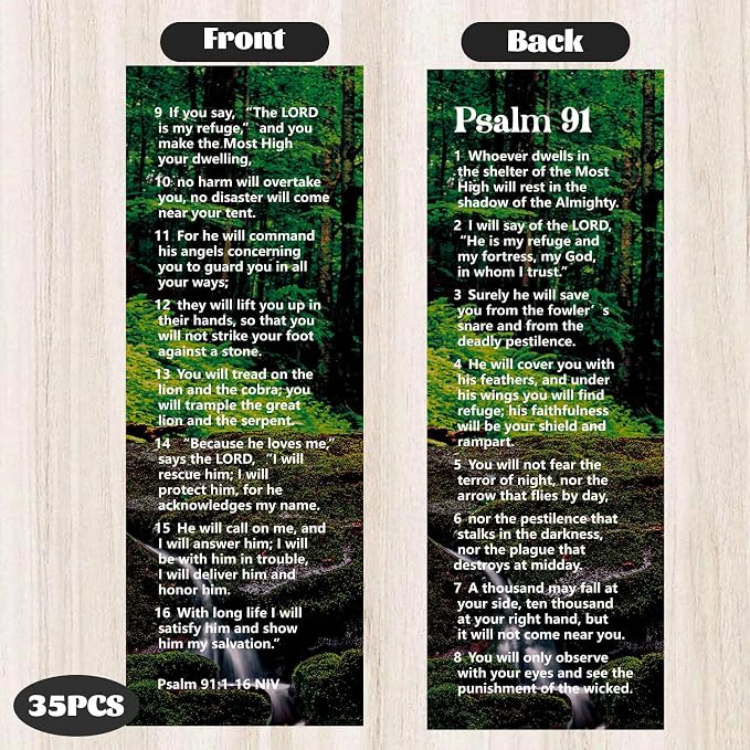Gueevin 70 Pcs Psalm 91 Bookmarks Christian Bookmarks with Bible Verse Quotes Religious About Protection for Christian Gift Men Women Military Firefighters EMS Paramedics Policemen