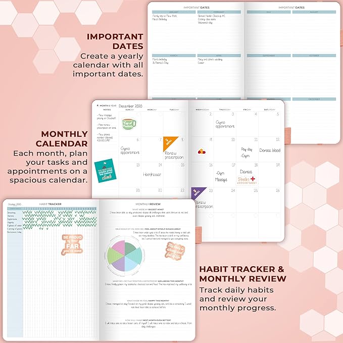 Clever Fox Medical Planner Daily – Health Diary Notebook, Wellness Journal & Self-Care Logbook, Lasts 3 Months, 7x10.5″ (Light Pink)
