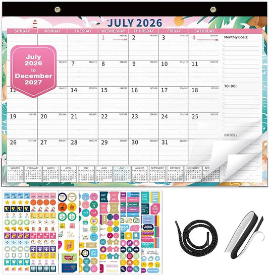 Ospelelf Desk Calendar 2026-2027, Magnetic Calendar for Refrigerator 12'' x 17'', 18 Month Desk Calendar, Use July 2026 - Dec 2027, Four Seasons