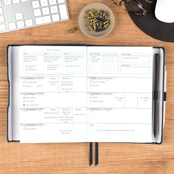 AT-A-GLANCE Foundation Planner, Undated Inspiration Journal, Set Goals, Track Progress, Create Habits, Weekly & Monthly, Small, 5-3/4" x 8-1/4", Blue (FD-200-20)