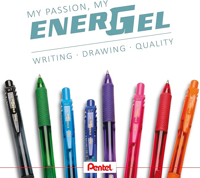 Pentel EnerGel-X Retractable Liquid Gel Pen (0.7mm) Metal Tip, Orange Ink, Box of 12 (BL107-F)