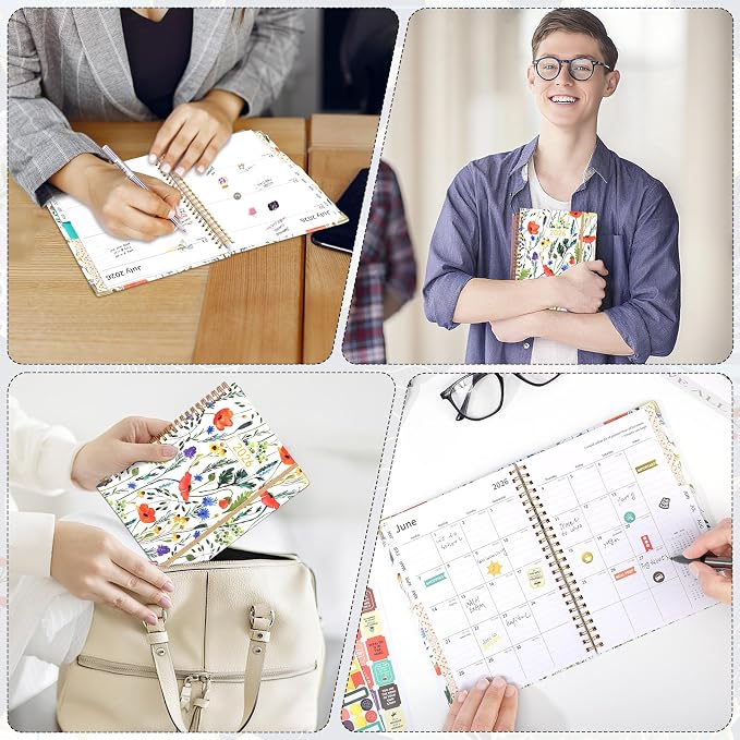 2026 Planner, Weekly and Monthly Planner, January 2026 - December 2026, Calendar Planner A5 (6.5" x 8.5") with Tabs, Inner Pocket for Home School Office Supplies, Red Flower