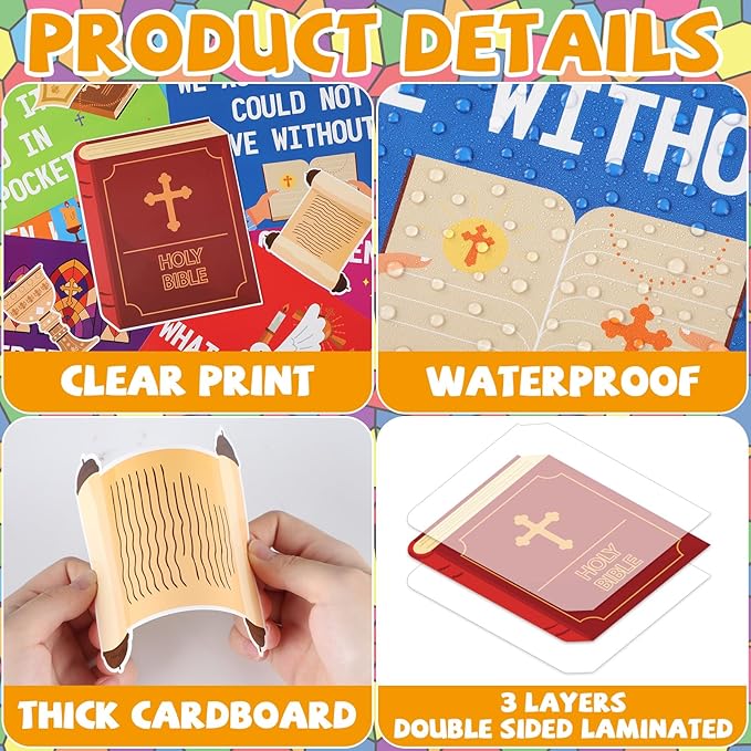 gisgfim Christian Bulletin Board Decorations Set Religious Bible Cross Paper Cutouts Inspirational Quotes Classroom Bulletin Board Decor for Sunday School Church VBS Classroom Chalkboard Wall