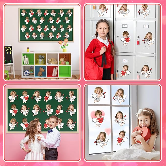 60pcs Valentine's Day Cupid Cutouts Happy Valentine Classroom Bulletin Board Decoration Cupid Photo DIY Craft Cutouts Valentines Day Decorations for Home School Office Wall Door Party Supplies