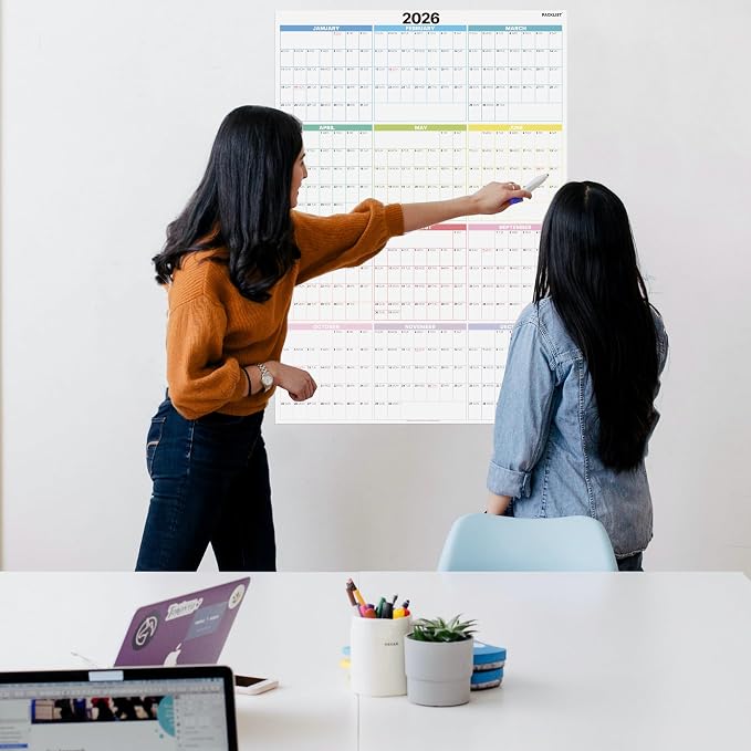 PACKLIST® 2026 Wall Calendar - Extra Large 33.1" x 23.4" Vertical Yearly Planner - Sunday Start - 4-Block Quarterly View - Premium 160 GSM Heavyweight Paper - Plastic-Free & Eco-Friendly - Office & Academic Organization