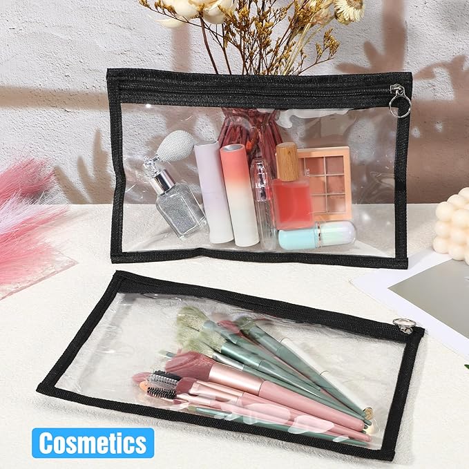 Lemecima 24 Pack Clear Zipper Pouches, PVC Waterproof Transparent Storage Bags with Zipper for Organizing Travel Cosmetics Documents Office Supplies, 11.4 x 7.7 Inches