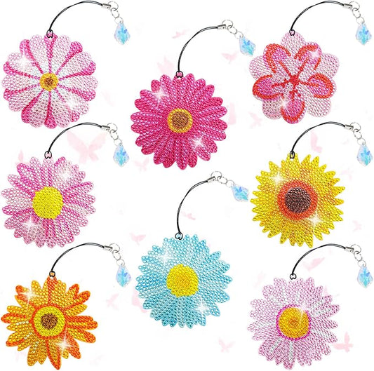 8 Pcs Diamond Painting Bookmark, Diamond Art Kit for Adults, DIY Book Makers for Book Lovers, Diamond Dot Beginners, Small Diamond Art Kit, Paint by Art Crafts Gift for Women Girls (Flower)