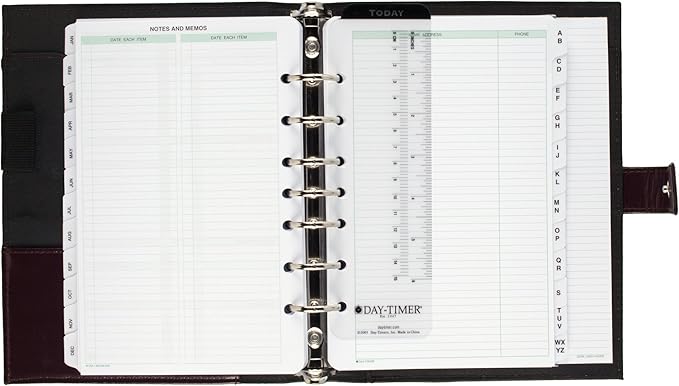Day-Timer Framed Slim Leather Starter Set, Undated, 7 Ring, Desk Size, 5.5 x 8.5 Inches, Black or Burgundy - Color May Vary (45090)