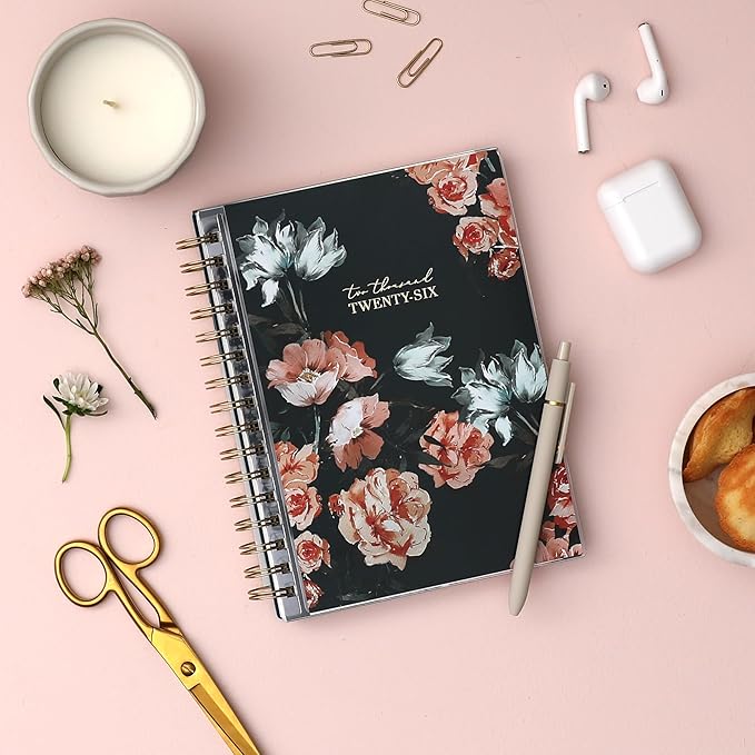 Blue Sky Life Note It 2026 Weekly and Monthly Planner Notes, January 2026 - December 2026, 5.875" x 8.625", Clear Pocket Cover, Durable Twin Wire Binding, Storage Pocket, 50 Perforated Notes Sheets, Dania Dark