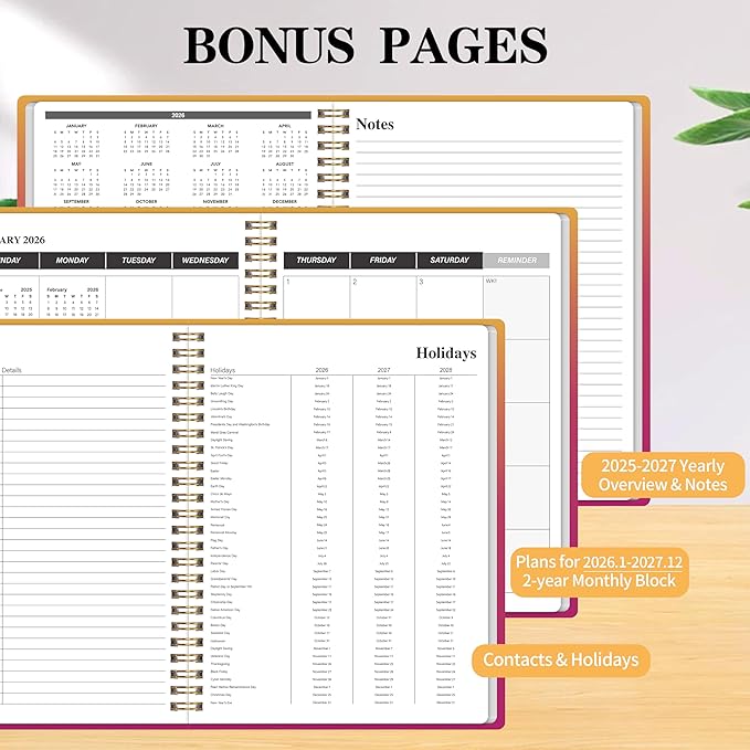 Monthly Planner 2026-2027, 2026 Calendar 24 Months Planner, 7.4"x9.4", JAN 2026 - DEC 2027, Personal Organizer with Monthly Goals, To-Do List, Habit Tracker, 24 Monthes for School Office Home Planning