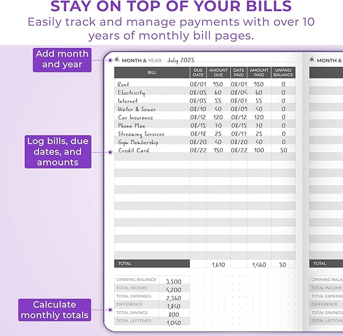 Clever Fox Bill Tracker Notebook – Monthly Bill Payment & Home Finance Organizer with Pocket – Efficient Budget & Expense Planner – Ledger Book to Manage Paying Bills for Saving Money (Purple)