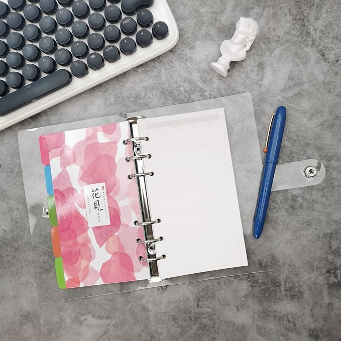 Zelten 1 Pack A6 45 Sheets/90 Pages Monthly Planner Loose Leaf Punched Paper Refills Paper for 6 Hole Binder Personal Organizer Diary Notebook Refillable Planner