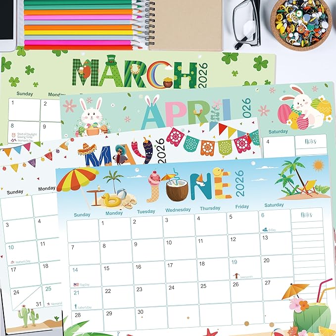 Guasslee Desk Calendar 2026-2027, 18-Month from 2026 Jan. - 2027 Jun, 17"x11.5" Large Monthly Desk Planner with Corner Protectors, Ample Blocks ＆ Notes for Home Office