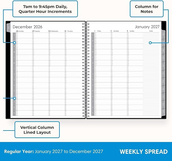 Blue Sky 2027 Weekly and Monthly Planner Calendar, Includes January 2027 - December 2027, 7" x 9", Flexible Cover, Wirebound, Laminated Tabs, Enterprise