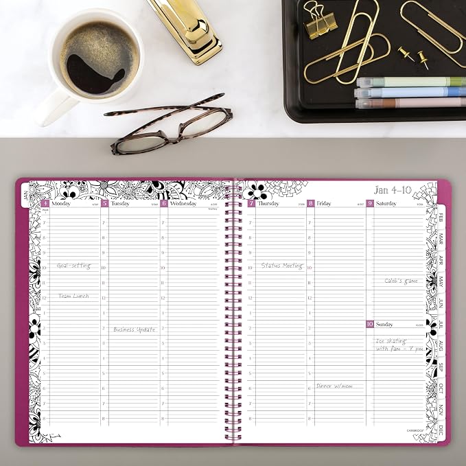 Mead Cambridge 2027 Appointment Book Planner, Weekly & Monthly, 8.5" x 11", Hourly, FloraDoodle (589-905-27)