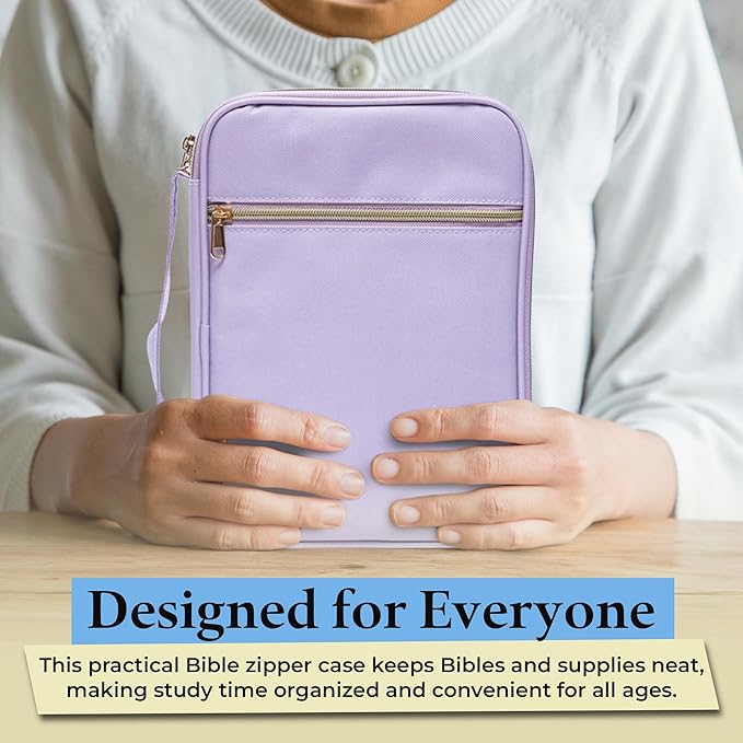 S.F. Creations Premium Bible Carrying Case – Bible Case for Women with Adjustable Straps, Dual Compartments, Extra Pockets for Pens, Book Cover for Teens & Kids, Lavender Case Only