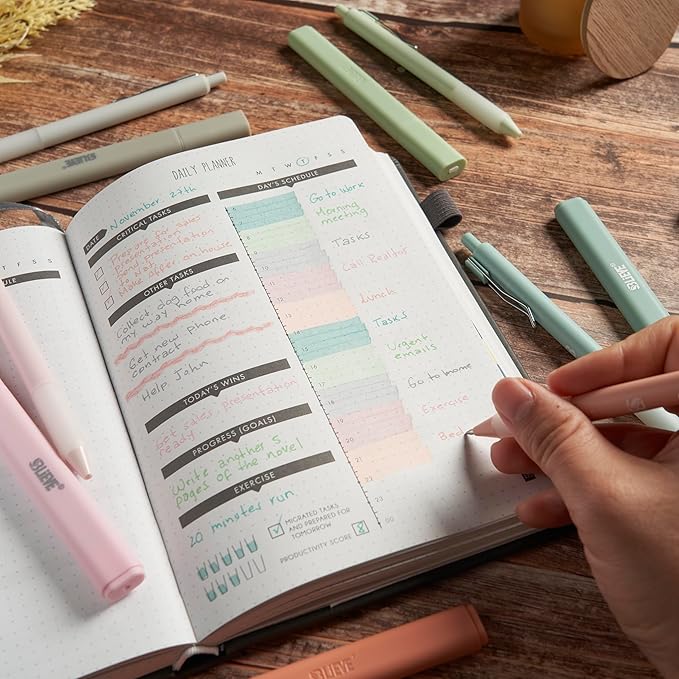 BLIEVE - Aesthetic Highlighters and Gel Pens With Soft Ink and Chisel Tip, Bible Highlighters and Pens No Bleed, Dry Fast Easy to Hold, for Bible Journaling Planner School Supplies (PASTEL)
