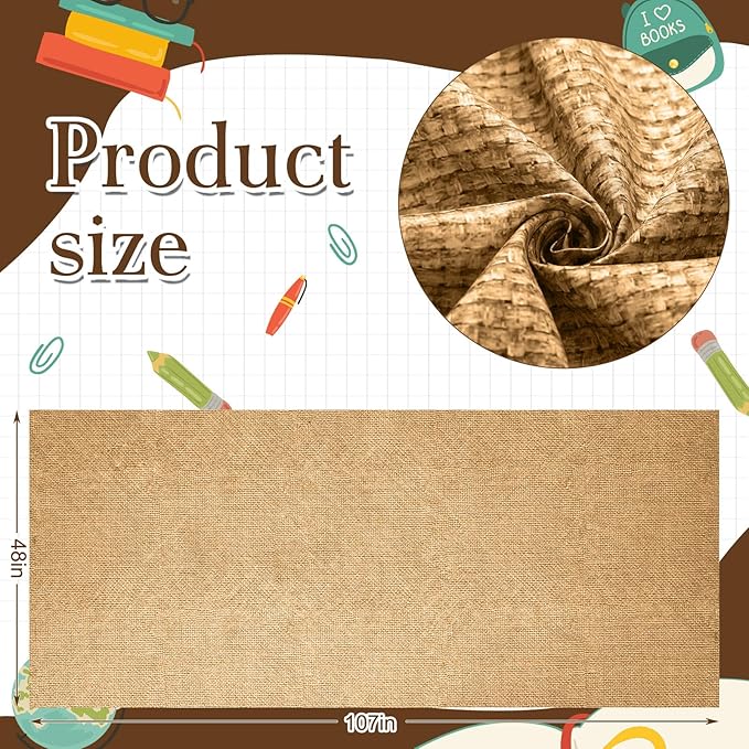 Mindsoft Bulletin Board Paper 48'' x 107'' Class Boards for Classroom Bulletin Boards Everyone is Welcome Classroom Board Decor Pillows Curtains Crafts(Burlap,1 Pc)