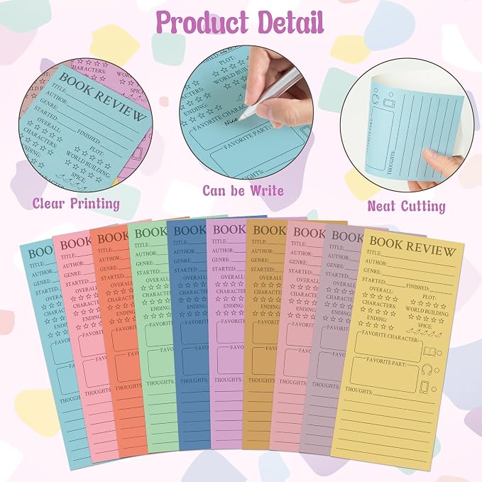 L1rabe Candy Book Review Bookmarks - Back to School 120Pcs Book Page Marker Reading Log for Readers Bookworm Bookish Gift, Reading Page Tracker for Students Teachers Women to Review & Tracker