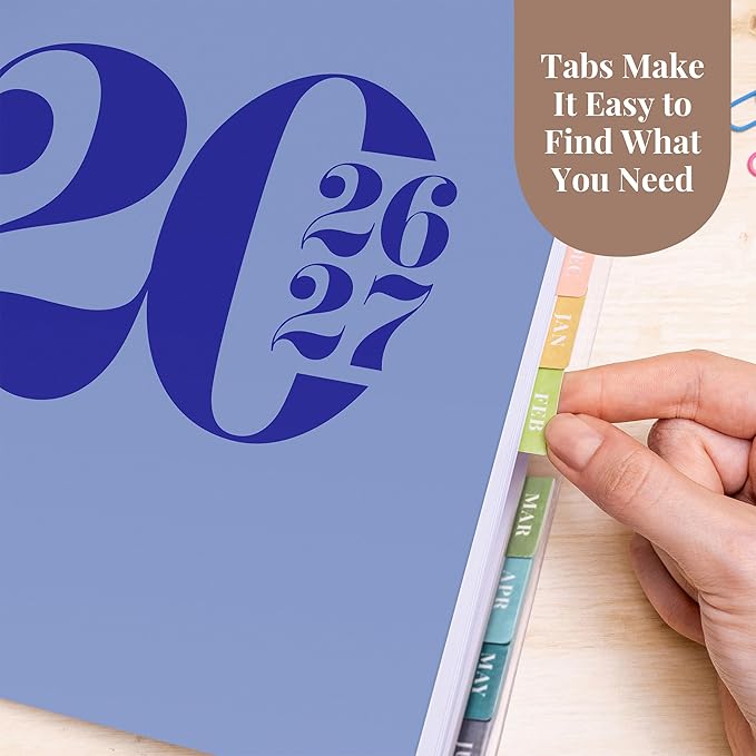 Rileys Academic Planner 2026-2027, Daily, Weekly & Monthly Planner, July 2026 - June 2027, Student Notes Pages, Twin-Wire Binding, Weekly Agenda for School & Work (8.5 x 11-Inches, Typographic, Blue)