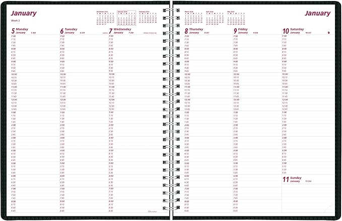Brownline® 2026 DuraFlex Weekly Planner, Appointment Book, 12 Months, January to December, Twin-Wire Binding, 11" x 8.5", Black (CB950V.BLK-26)