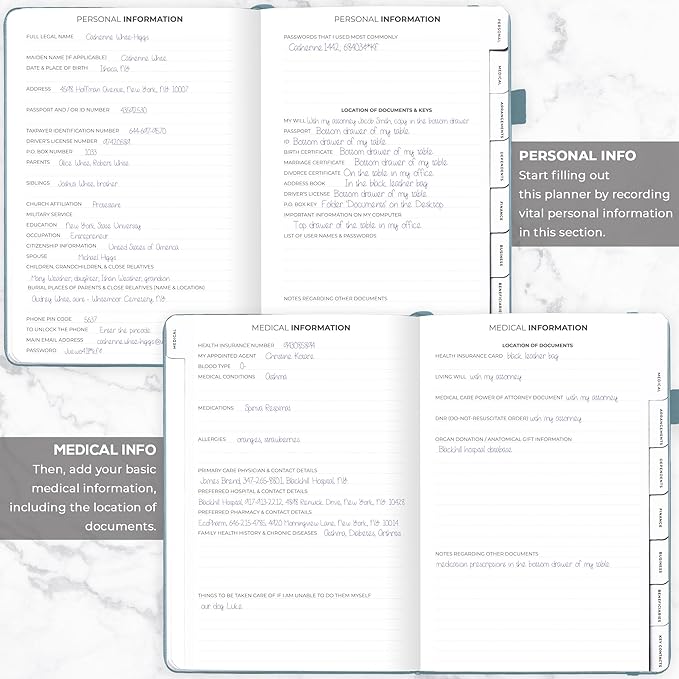 Clever Fox Large End of Life Planner – Guided Final Arrangements Organizer Notebook for Instructions, Beneficiary Info, Will Preparation, Last Wishes & Funeral Planning – 8.5" x 11" (Blue Surf)