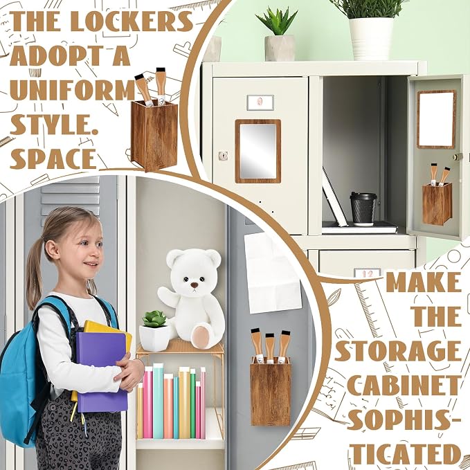 Denylo pro Magnetic Locker Accessories Kit Brown Back to School Essentials Locker Organizer Supplies Include Mirror Whiteboard Pen Shelf Pencil Case Magnet Back to School Essentials