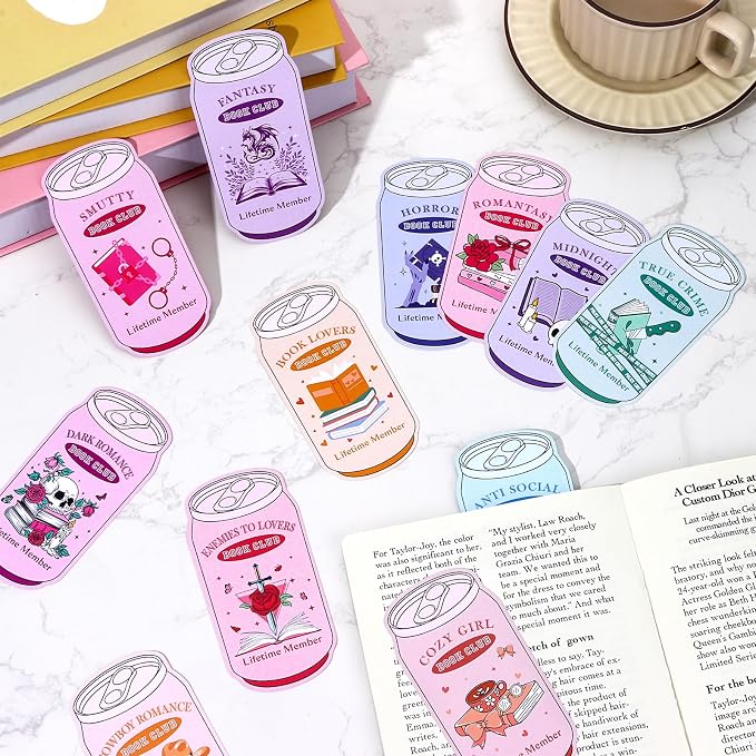 240 Pcs Drinks Soda Book Club Bookmarks Bulk Funny Magic Themed Bookmarks Funny Funny Soda Shaped Bookmark Dark Romance Reading Bookmark Reading Gift for Books Lover Women Men Library Reading Reward