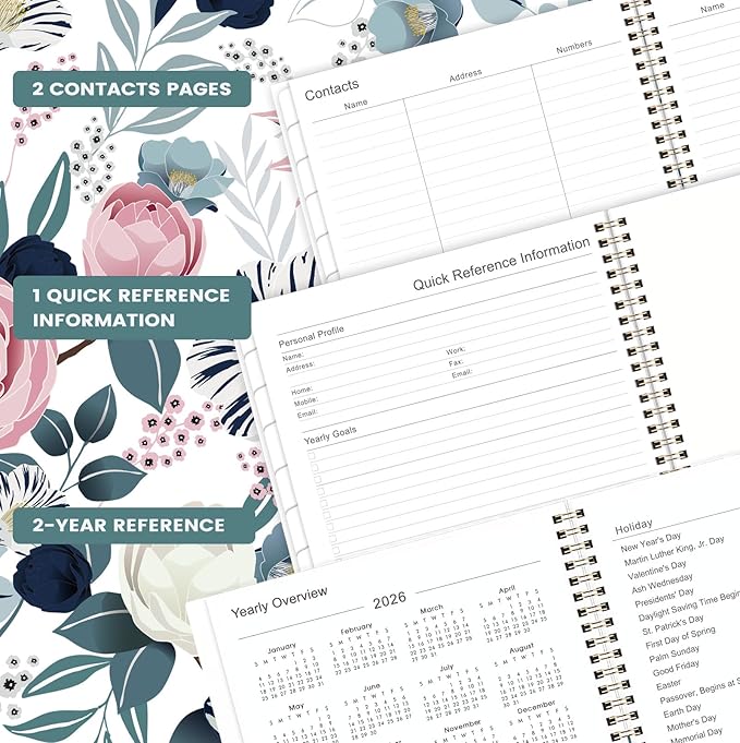 Planner 2026-2027 - Academic Planner 2026-2027, Jul. 2026 - Jun. 2027, Weekly and Monthly with Tabs, 26-27 Calendar Planner, 9" x 11", Back Pocket + Thick Paper + Twin-Wire Binding - Petunia