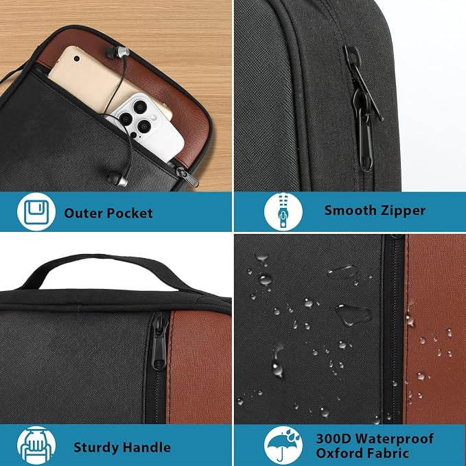 CDBXPRG Bible Cover, Bible Carrying Book Case for Women,Protective Church Organizer Holder Bag with Handle Pockets,Christian Gift for Girls Boy and Men Brown