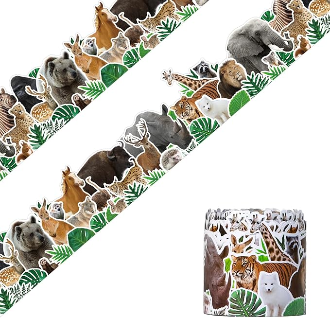66ft Jungle Animals Bulletin Board Borders Rolled Jungle Safari Themed Decoration Zoo Animal Print Bulletin Border Trim for School Classroom Blackboard Office Chalkboard Whiteboard Wall Decor