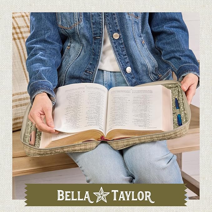Bella Taylor Quilted Bible Cover for Women - Large Study Bible Case - Willow Plaid