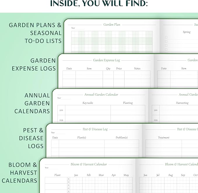 Legend Gardening Journal – 5-Year Garden Journal Planner & Log Book with Gardening Calendar & Plant Logs – Hardcover Garden Planner (Forest Green)