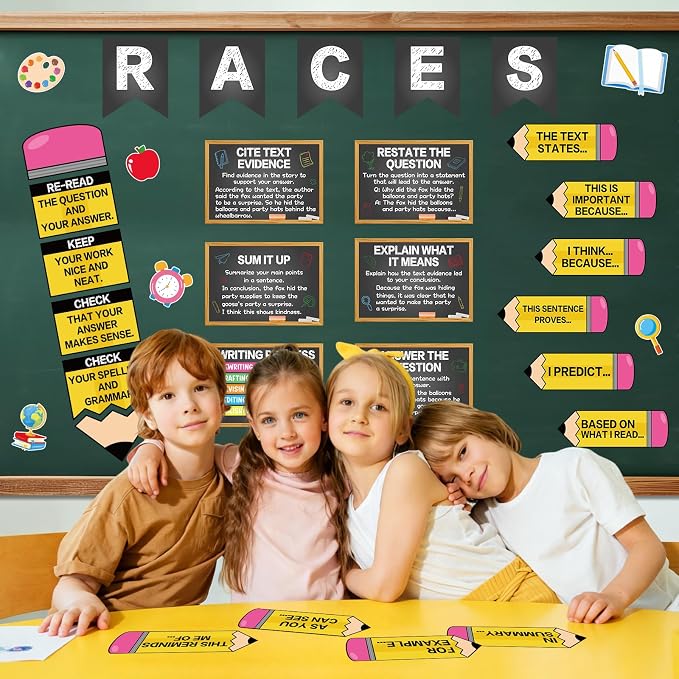 Races Writing Strategy Bulletin Board Decorations Writing Process Poster for Classroom Pencil Races Sentence Strips Cutouts for ELA Classroom Teaching Supplies