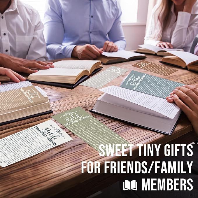 Motiskyy 200 Set Christian Bible Verse Gifts Bulk Emergency Numbers Bookmarks Religious Scripture Church Welcome Card for Sunday School Coworker Staff Boss Appreciation Gift(Classic Color)