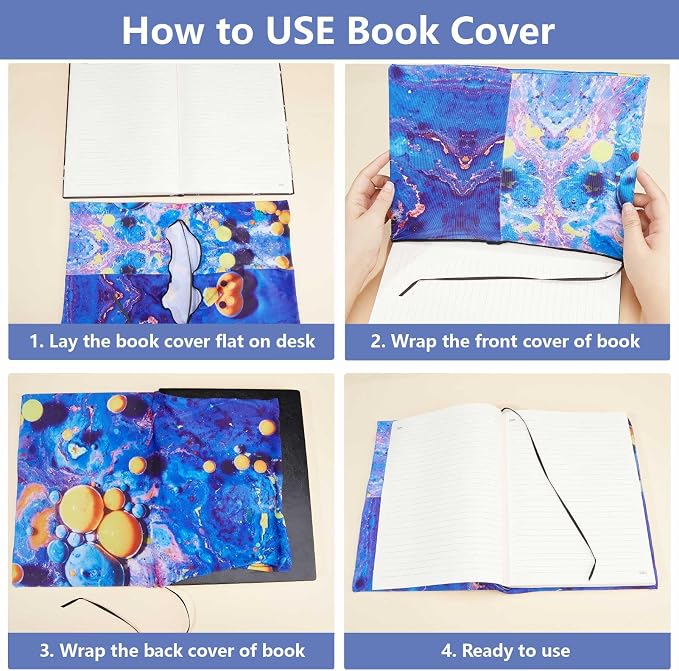 CRASPIRE Sunflower Stretchable Book Cover Cat Vintage Reusable Washable Large Nylon Book Protector Elastic Notebook Wraps Suitable for Hardcover Book Lovers Classmate Gifts