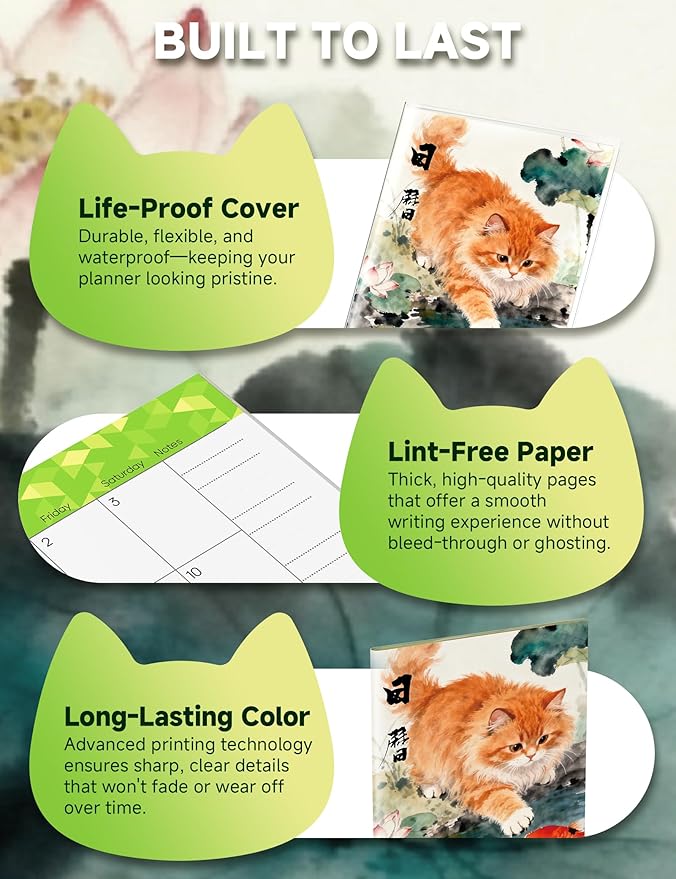 Pocket Calendar 2026-2028 Animal Series, Monthly Planner Jan 2026 to Jul 2028 (3.7" x 6.7") Perfect Purse Calendar, Pocket Agenda with Protective Plastic Sleeve- Koi Cat