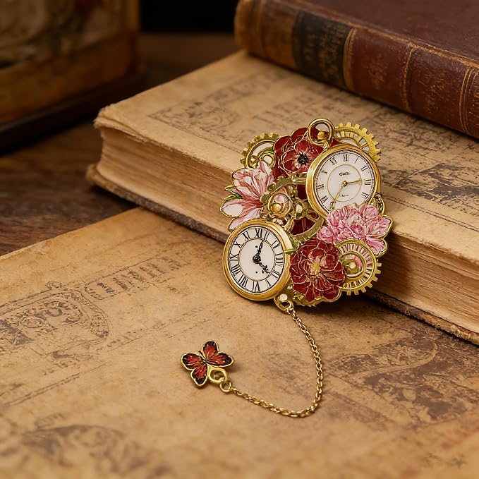 4 PCS Vintage Metal Bookmarks, Steampunk Book Mark with Clock&Flower Pendant for Book Lovers, Students, Teachers, Writers - Unique Reading Gift for Birthday, Graduation, Christmas