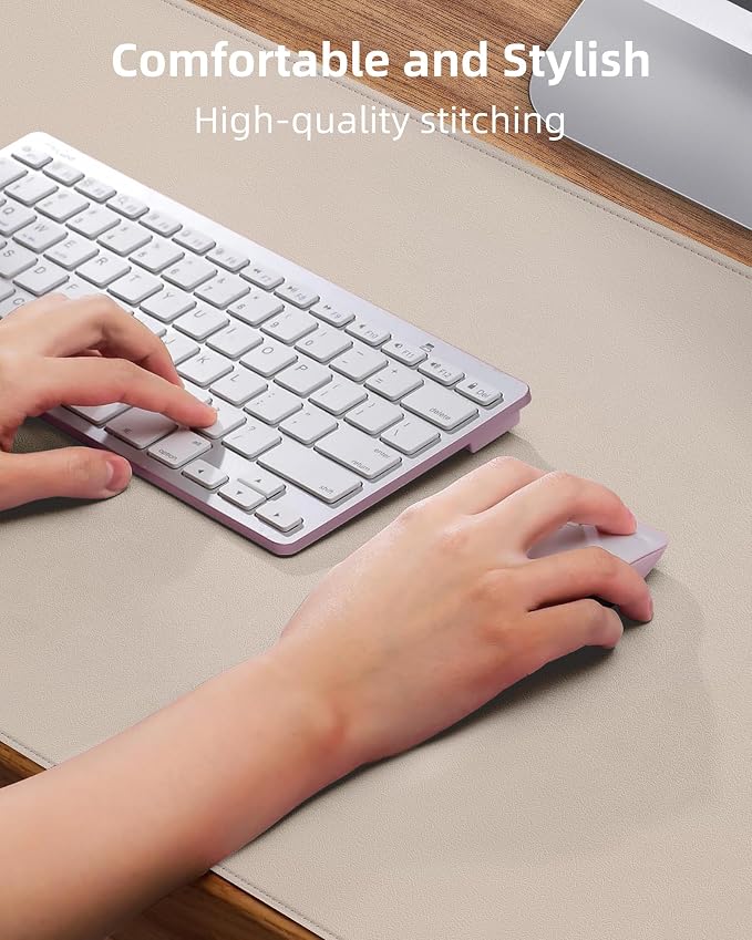 AFIING Extra Large Desk Mat - 48"x 24" Non-Slip PU Leather Desk Pad for Office and Home - Ideal for Large Mouse Pad and Desk Mats on Top of Desks (Beige)